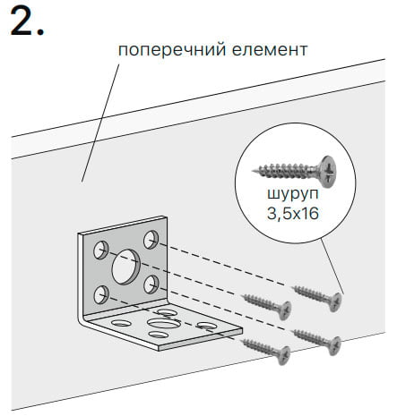 Установка кутника в ліжку Нота Бене