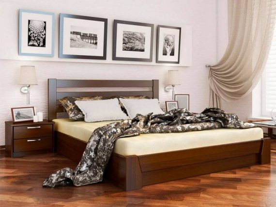 Деревянная кровать Селена с подъёмным механизмом цвет тёмный орех