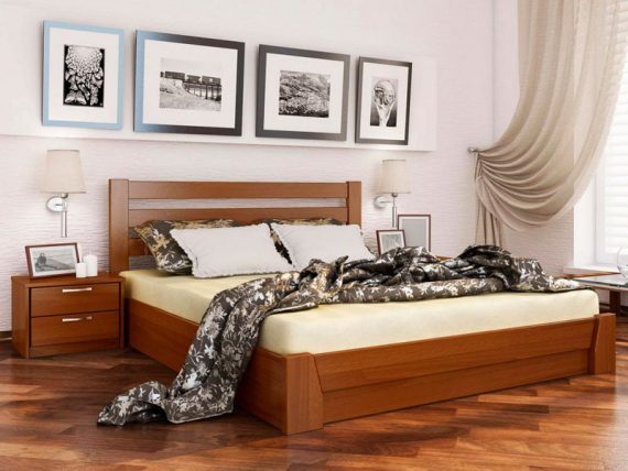 Деревянная кровать Селена с подъёмным механизмом цвет светлый орех