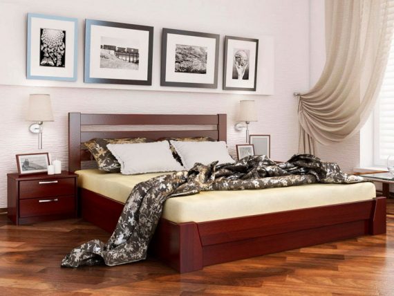 Деревянная кровать Селена с подъёмным механизмом цвет махонь