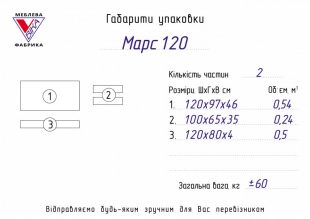 Диван Марс 120 - Габариты упаковки