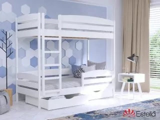 Двухъярусная кровать Дуэт Плюс с шухлядами и планкой безопасности в белом цвете