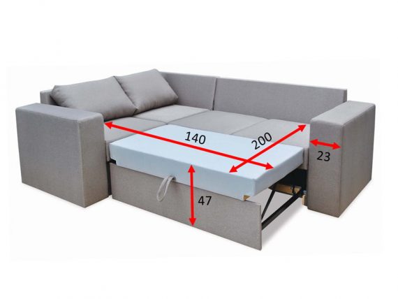 Угловой диван Чикаго 21В - Габариты спального места