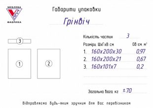 Ліжко Грінвіч 160 з матрацом - Габарити упаковки