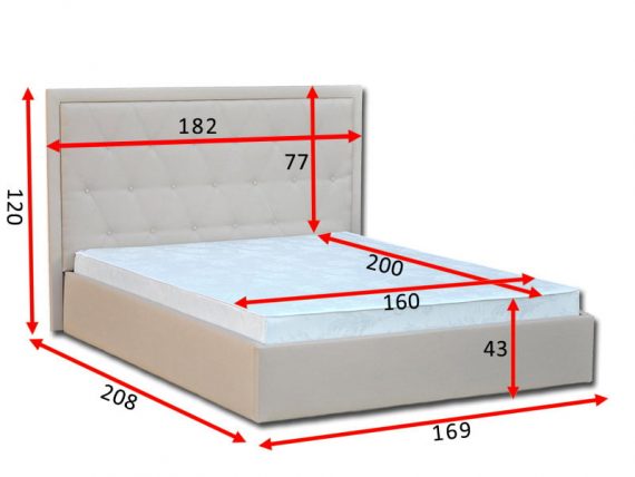 Кровать Камелия 160 с матрасом - Габариты