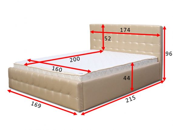 Кровать Кармен 160 с матрасом - Габариты