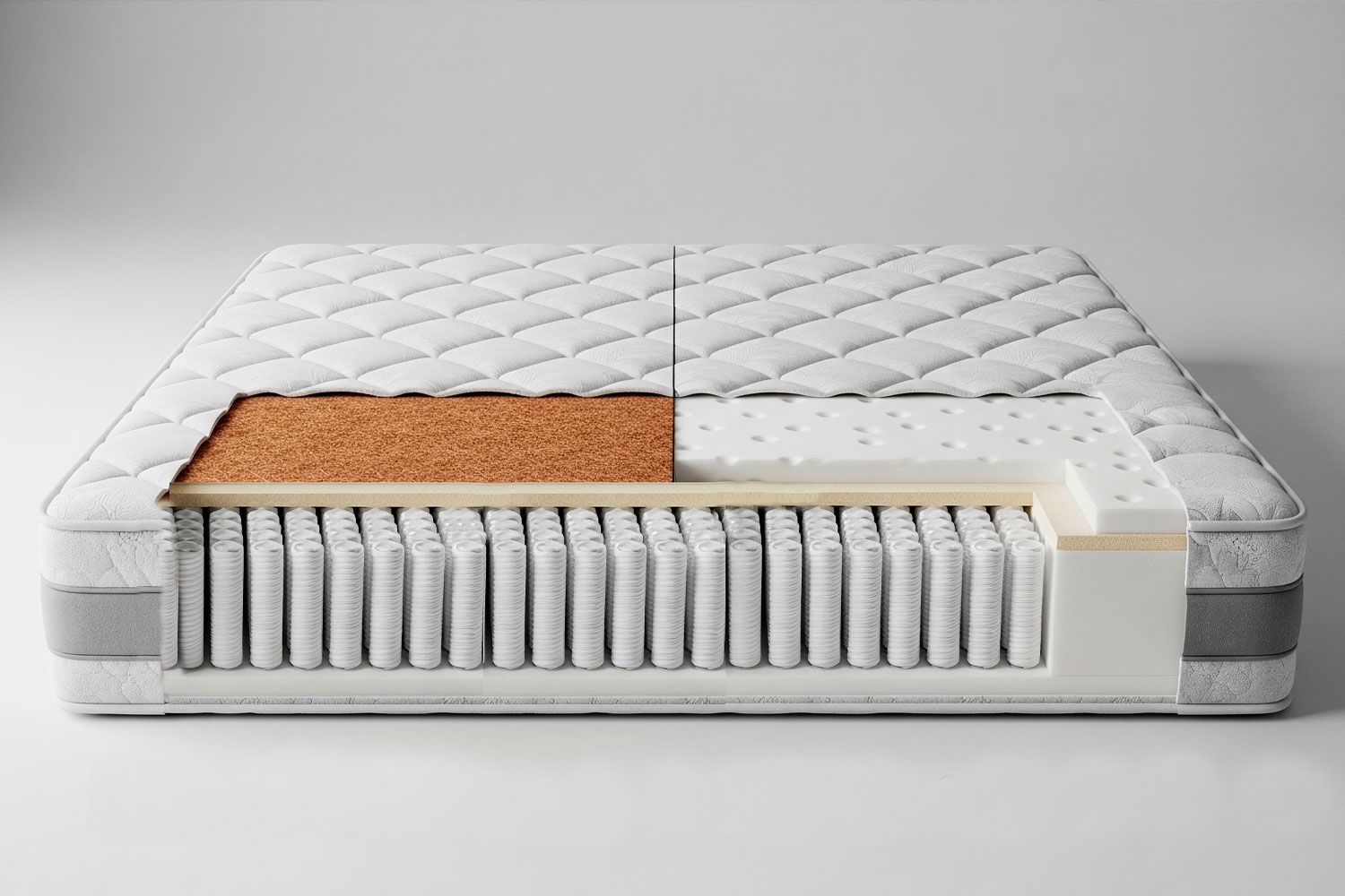 Схематическое изображение матраса Dual Comfort в разрезе с разными слоями наполнителей